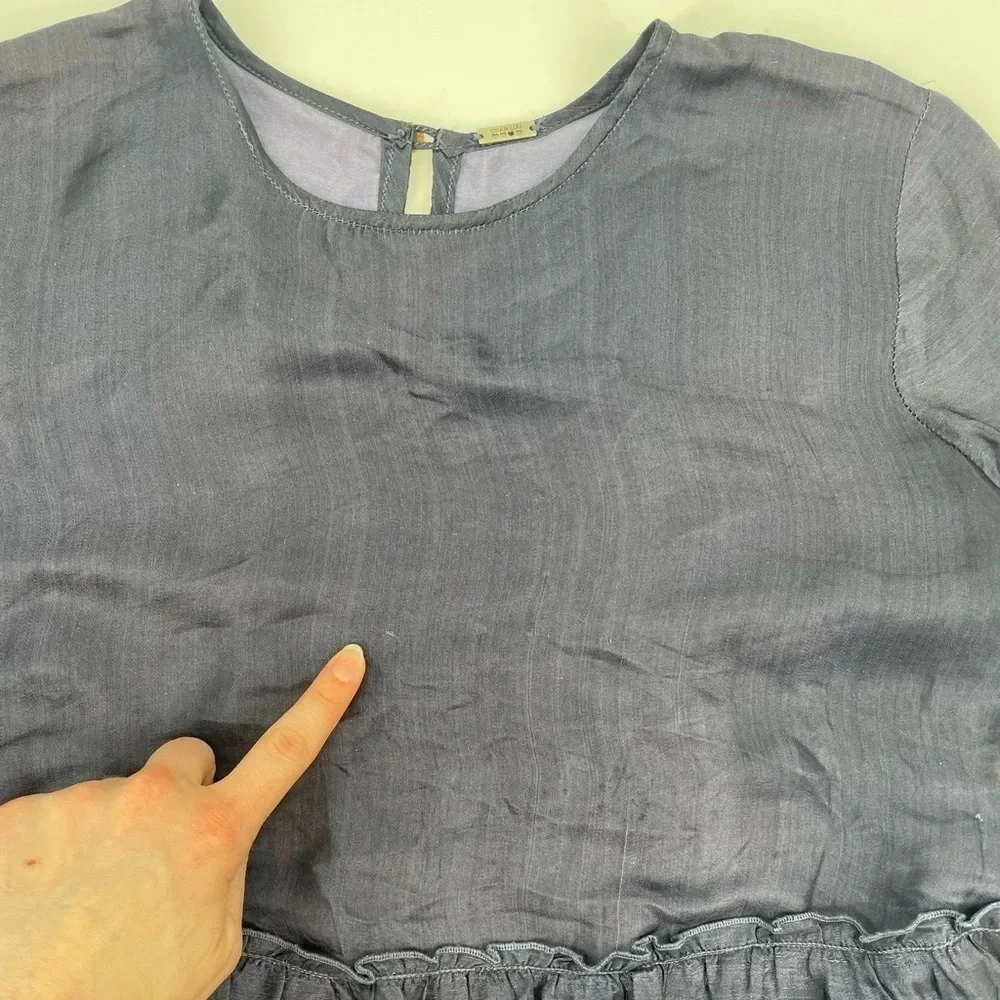 Chan Luu Silk Blend Baby Doll Top in Dark Blue Size M - Picture 11 of 16